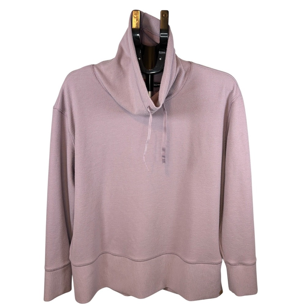 Gerry Womens Cowl Neck Ribbed Pullover Sweater Fossil Purple FG9636 Size Large